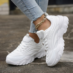 Solid Breathable Comfortable Heighten Chunky Sneakers Casual Versatile