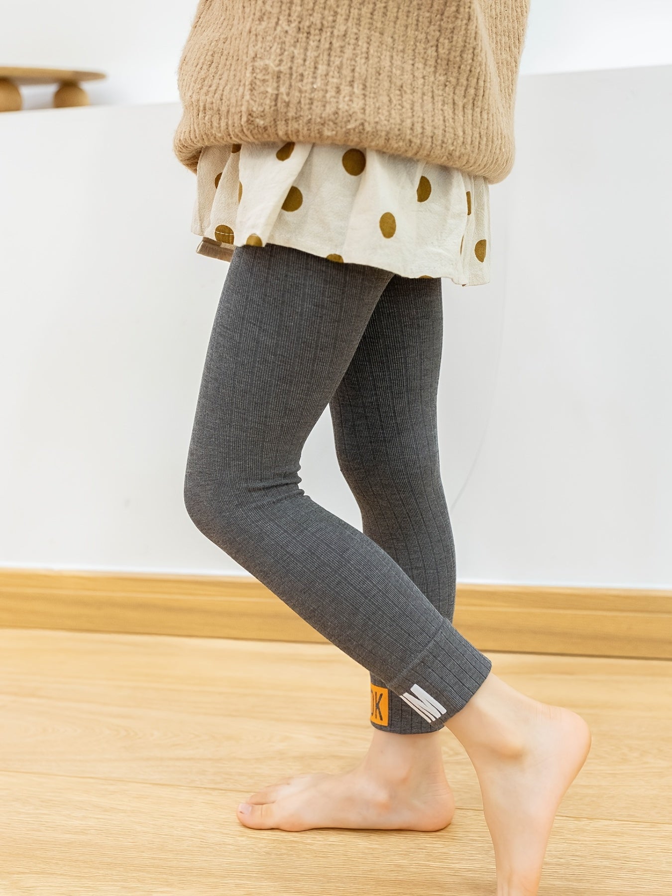 Girls Letter Print Leggings High Elasticity Knitted Clothes