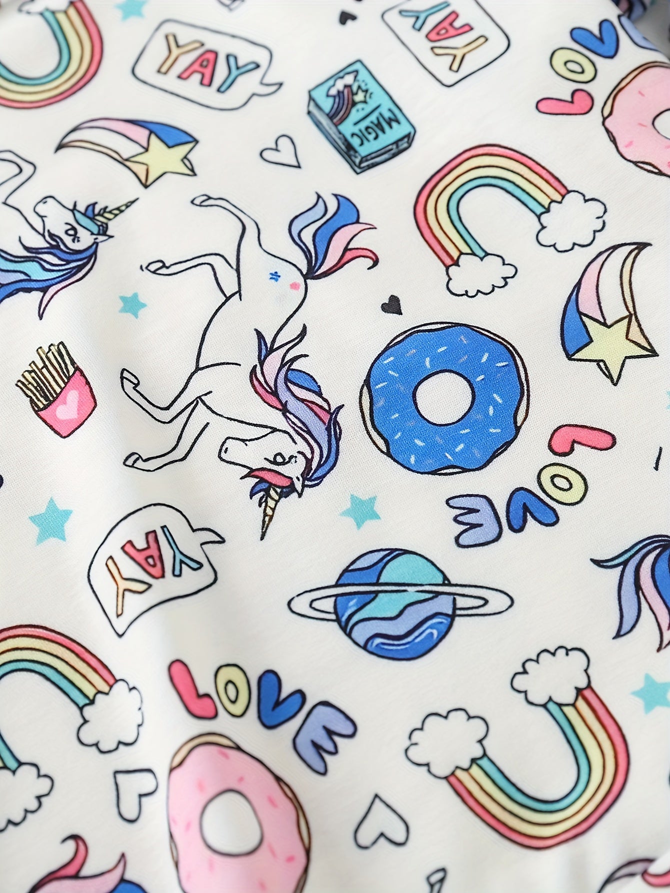 3 Pk Girls' Cartoon Unicorn Sweatshirts Set