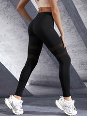 Wide Waistband Mesh Sports Leggings Yoga Tight Activewear