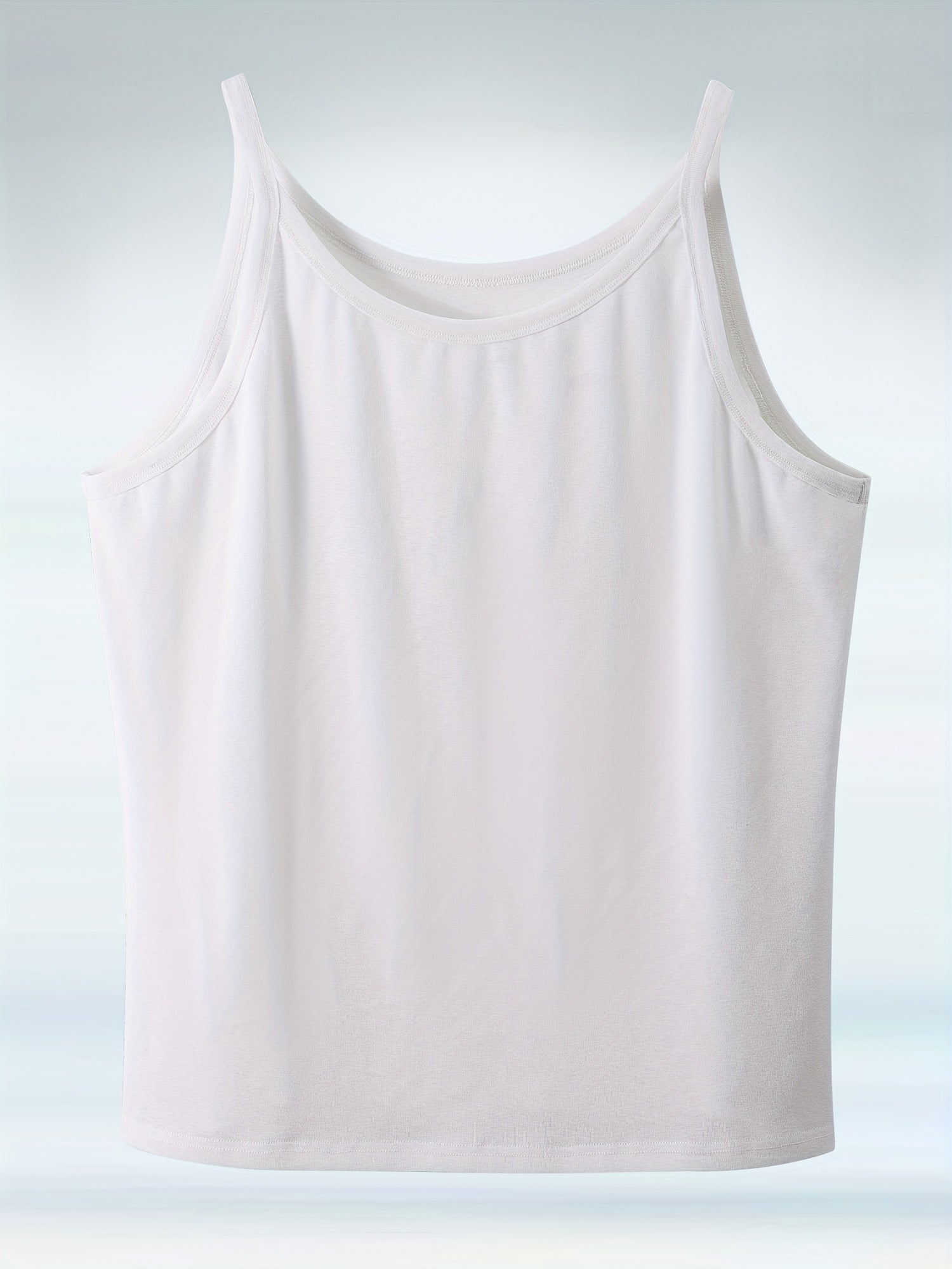 Plus Size Basic Cami Top Plain Round Neck Thin High Stretch Cami