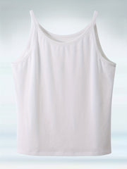 Plus Size Basic Cami Top Plain Round Neck Thin High Stretch Cami