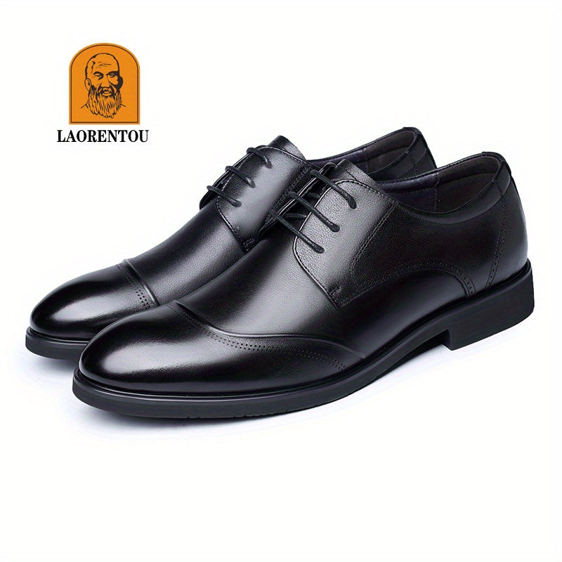 LAORENTOU Men's Leather Pointed Toe Lace Up Loafer Shoes Lightweight Non Slip