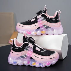 Girl's Rotating Buckle Chunky Shoes, Non Slip Sneakers for Kids