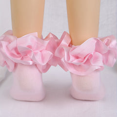 Girls Lace Trim Ballet Dance Socks Princess Socks For Kids