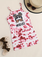 Toddler Girls Tie Dye Figure Graphic Cami Dress for Summer Party