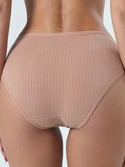 5pcs Solid Briefs Stretchy Intimates Panties Women's Lingerie