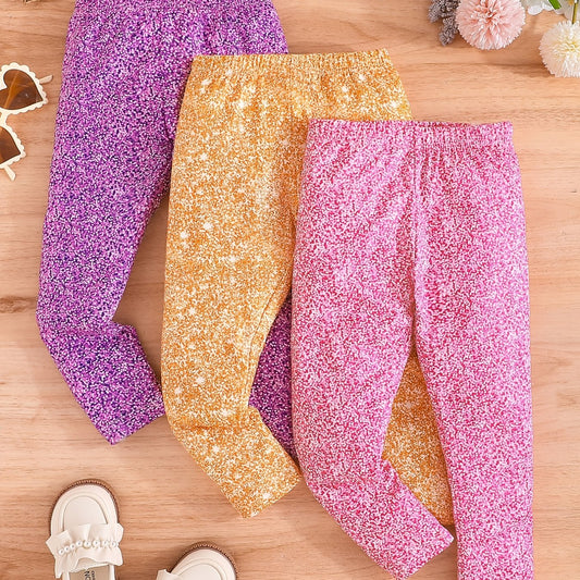 3pcs Girls' Dalmatian Leggings Stretch Casual Pants Spring Autumn