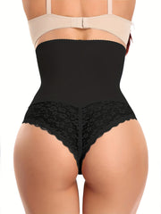 Lace Stitching Thong High Waist Tummy Control Slimming Panties