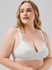 Plus Size Basic Bra Solid Wide Strap Wireless T-shirt Bralette