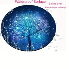 Glowing Tree Round Mouse Pad Textured Small Mouse Mat with Waterproof Base