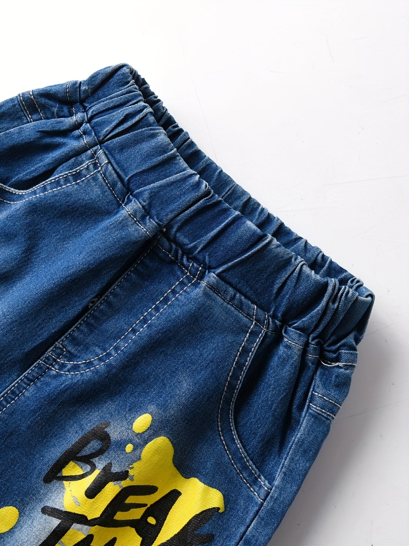 Boys Letter Graphic Denim Shorts Summer Cotton Clothes