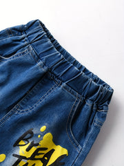Boys Letter Graphic Denim Shorts Summer Cotton Clothes