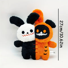 62in Double Headed Plush Toy Pumpkin Rabbit Skull Stuffed Animal Orange
