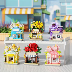 Building Block Street Corner Flower Shop Desktop Decoration