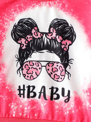 Cartoon Print Pink Pullover Top for Baby Girl