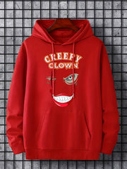 Men's Creepy Clown Print Hoodie Active Drawstring Hooded Sweatshirt