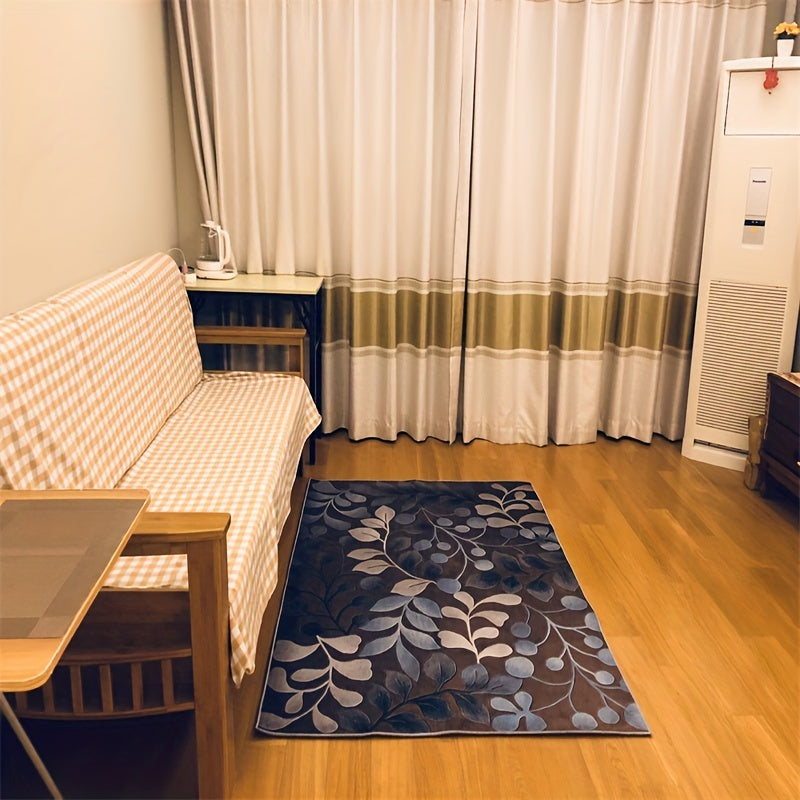 Modern Leaf Print Area Rugs Soft Carpet Easy Maintenance Washable