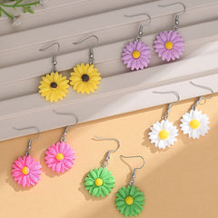 10pcs Small Chrysanthemum Drop Earrings - Colorful Dangle Earrings for Girls