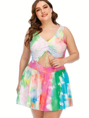 Tie Dye Cut Out One Piece Swimsuit