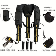 Tool Belt Suspenders Nail Pocket Set Adjustable Lumbar Support