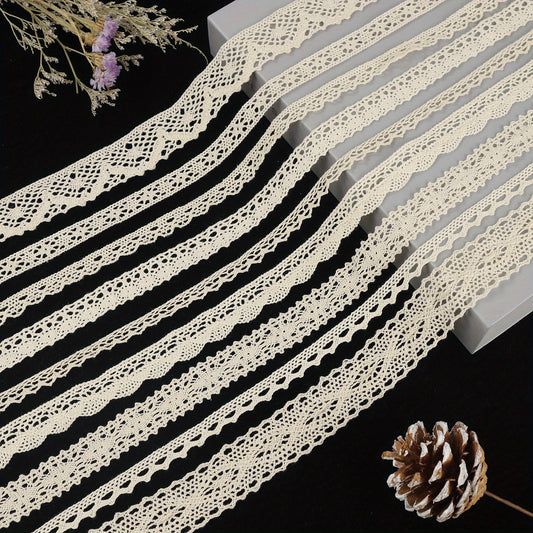 18 Yards Cotton Lace Trim Crochet Ribbon Vintage Assorted Eyelet Lace Ribbons