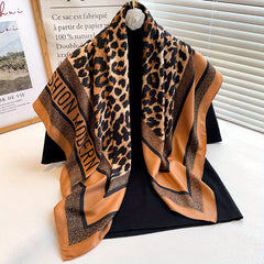 Leopard Print Shawl Large Square Scarf Outdoor Windproof Headwrap