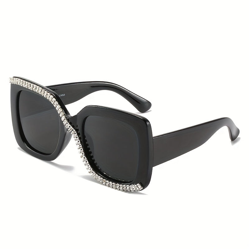 Men's Square Frame Sunglasses w/ Artificial Diamonds Anti UV400