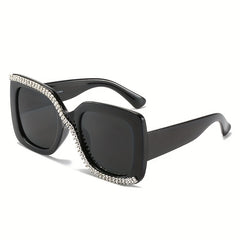 Men's Square Frame Sunglasses w/ Artificial Diamonds Anti UV400