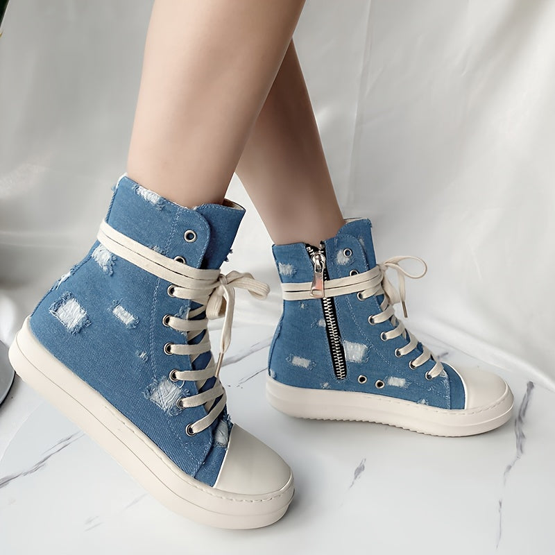 Women's Lace Up High Top Solid Sneakers