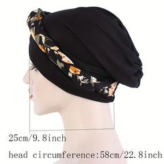 Leopard Flower Print Turban Cap Ramadan Braided Headwrap Head Scarf