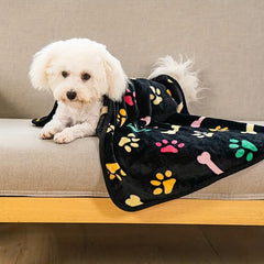 Soft and Cozy Paw Print Fleece Blanket for Dogs