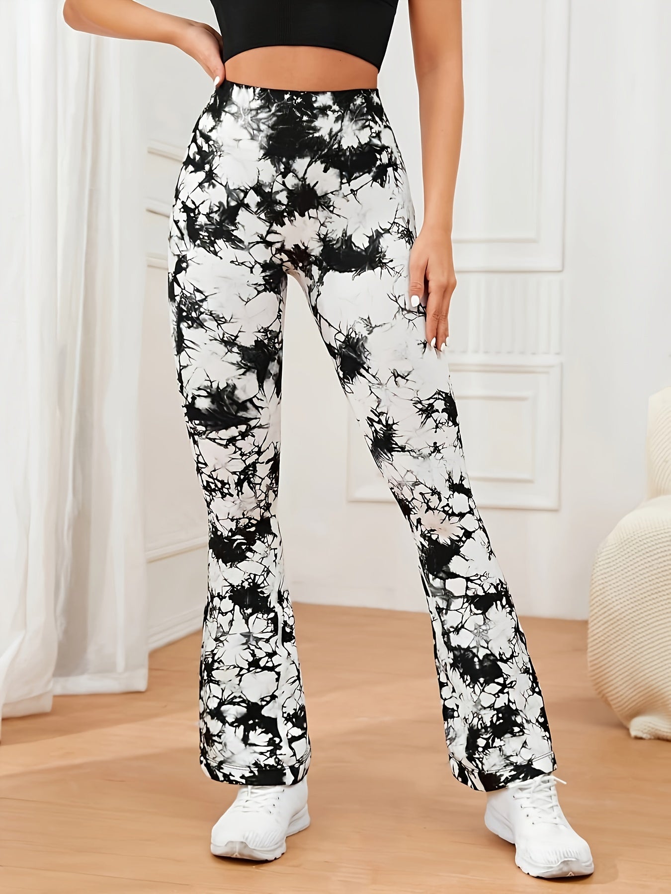 Tie Dye Yoga Flared Pants Athletic Bootcut Leggings for Women