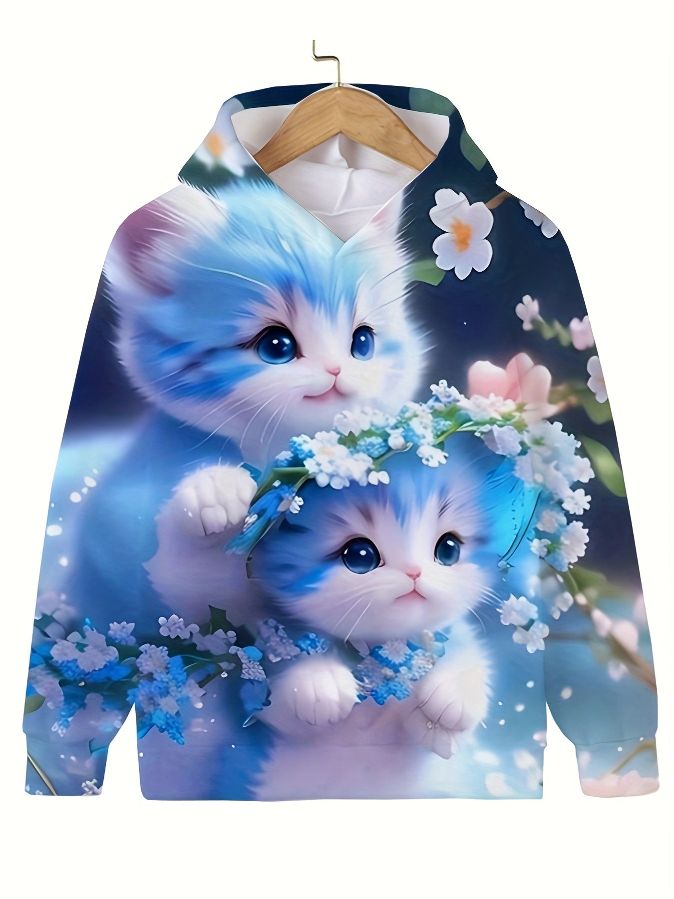 Kids Kitten Hoodie Boys Girls Sports Sweatshirt