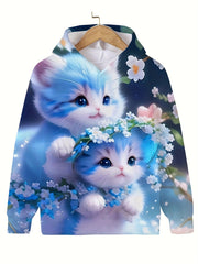 Kids Kitten Hoodie Boys Girls Sports Sweatshirt