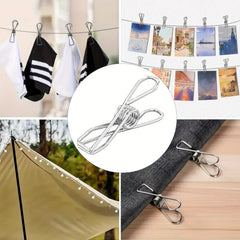 Stainless Steel Long Tail Clip With Hooks for Hanging Clothes Towel Gloves Sock