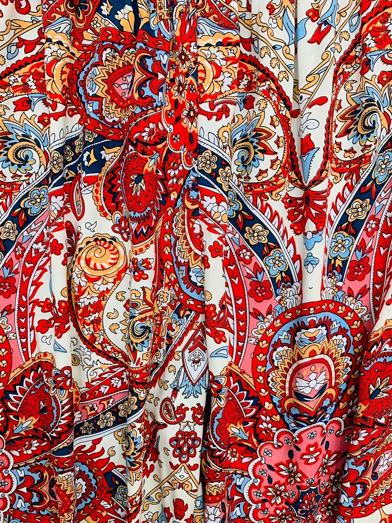 Ethnic Print Boho Elastic Waist Long Pants Women's Clothing