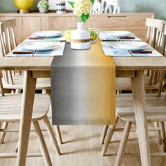 Burlap Linen Rustic Table Runner Yellow Gray Vintage Wood Grain Dresser Scarf