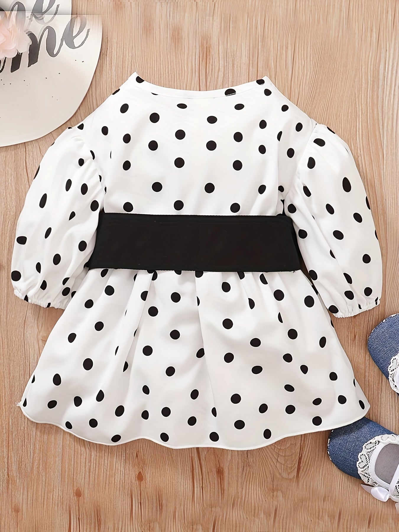 Polka Dot Print Puff Sleeve Dress for Baby Girls