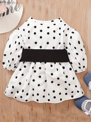 Polka Dot Print Puff Sleeve Dress for Baby Girls