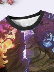 Planet Pattern Crew Neck Sweatshirt for Spring Fall