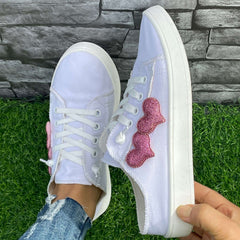 Love Heart Pattern Flat Shoes Casual Lightweight Comfortable Sport Run