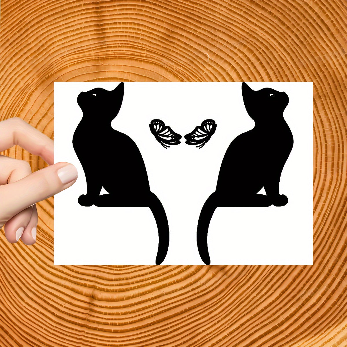 2pcs Cat Sticker Butterfly Decorative Sticker