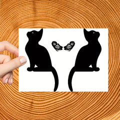 2pcs Cat Sticker Butterfly Decorative Sticker