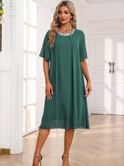 Women's Plus Mesh Butterfly Sleeve Casual Dress