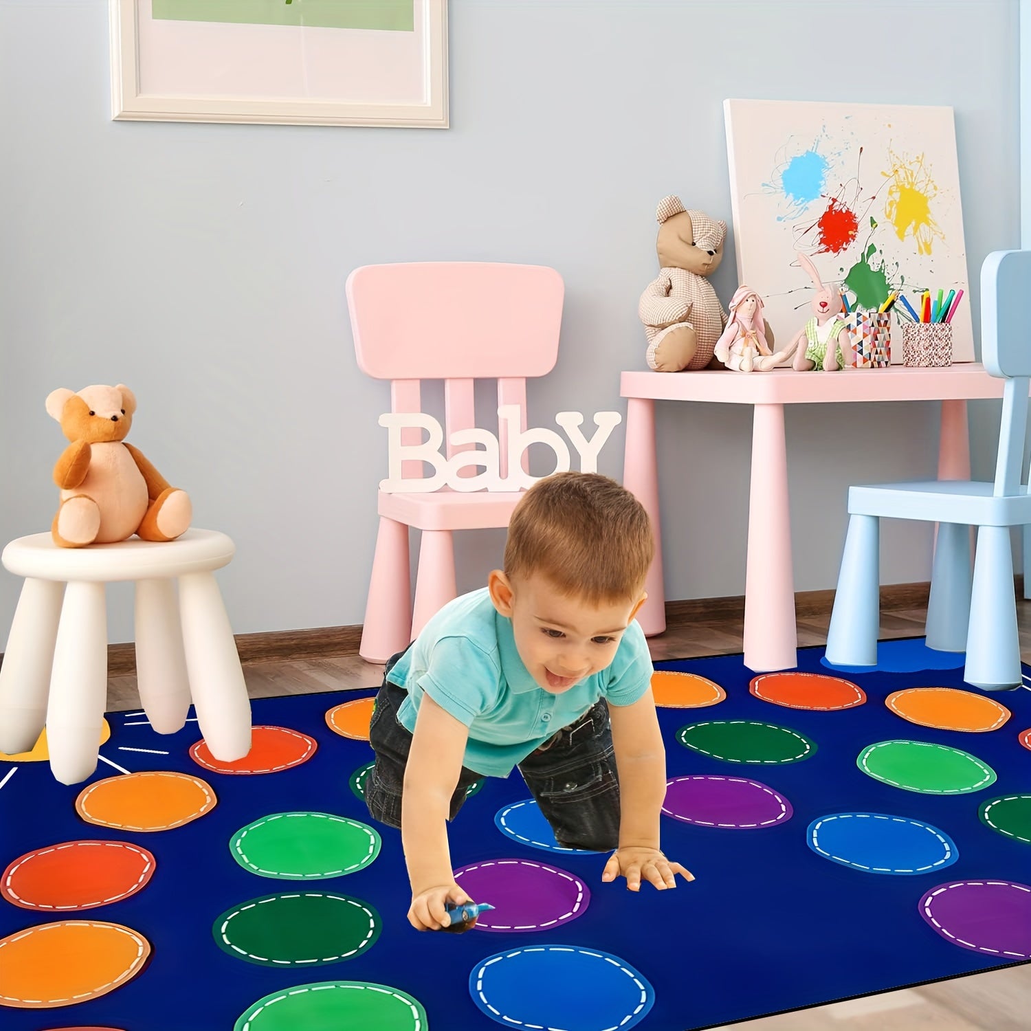 Elementary Children's Classroom Seating Rug Machine Washable Area Rug