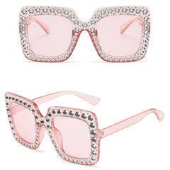 Vintage Rhinestones Sunglasses Oversized Square Sunglasses