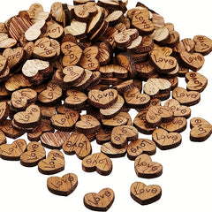 600pcs Wooden Heart Rural Wedding Table Decoration DIY Craft Patch