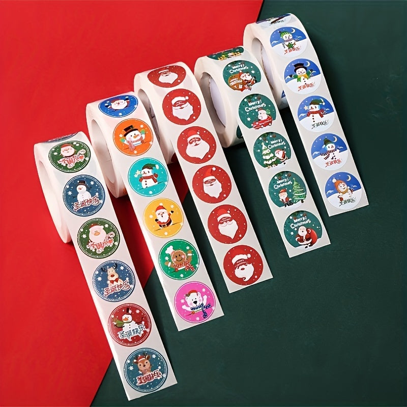 500 Merry Christmas Stickers Roll Xmas Gift Decoration Seal