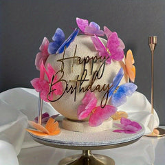 1pc Happy Birthday Art Handwriting Cake Toppers Birthday Cake Toppers Golden